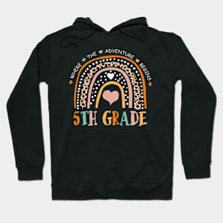 Leopard Rainbow 5th Grade Where The Adventure Begins Hoodie